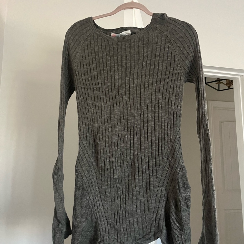 Free People Beach Gray Ribbed Long Sleeve Sweater